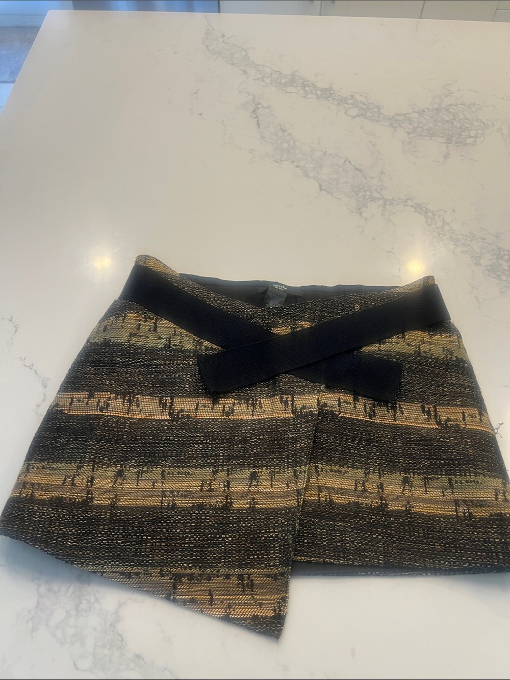 Smythe Black and Gold Mini Wrap Skirt